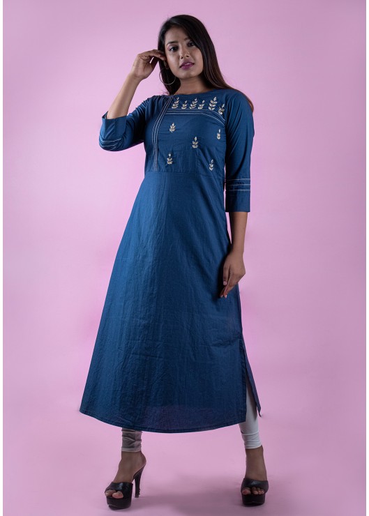 Blue A-line Kurti