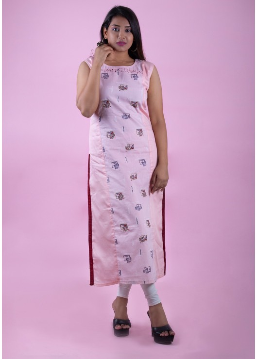   Light Pink Straight Kurti