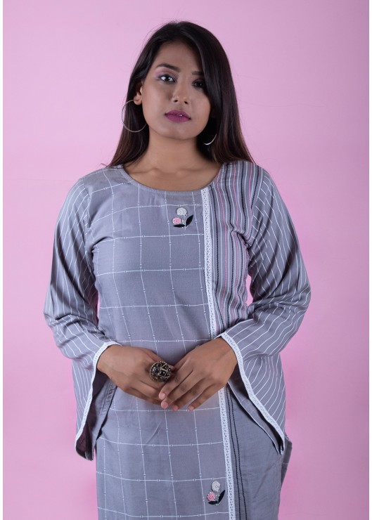 Light Grey Straight Kurti